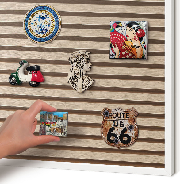 Magnetic board for travel magnets in a white frame Calm structure