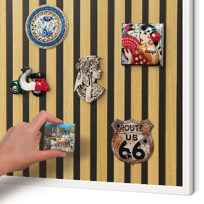 Magnetic board for travel magnets in a white frame Wooden rhythms