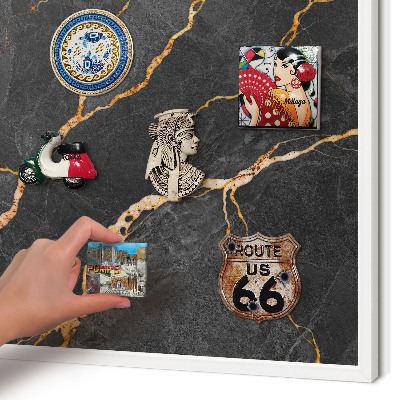 Decorative magnet board with a white frame Marble ribbons