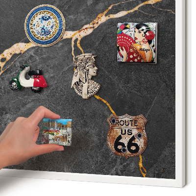 Decorative magnet board with a white frame Marble ribbons
