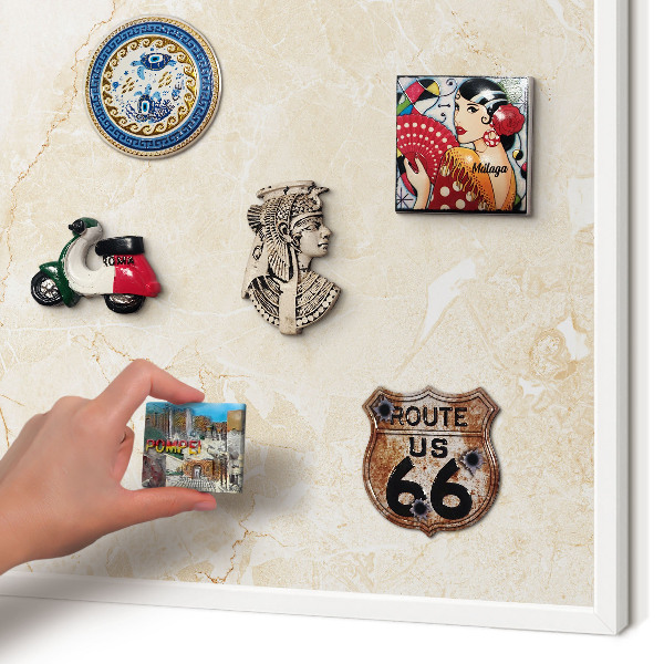 Decorative magnet board with a white frame Delicate marble