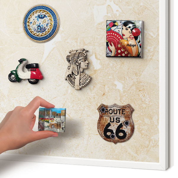Decorative magnet board with a white frame Delicate marble