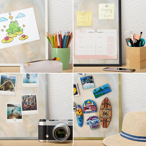 Magnetic board for travel magnets in a white frame Subtle elegance