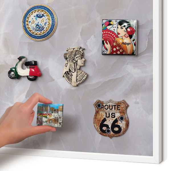 Decorative magnet board with a white frame Gray elegance