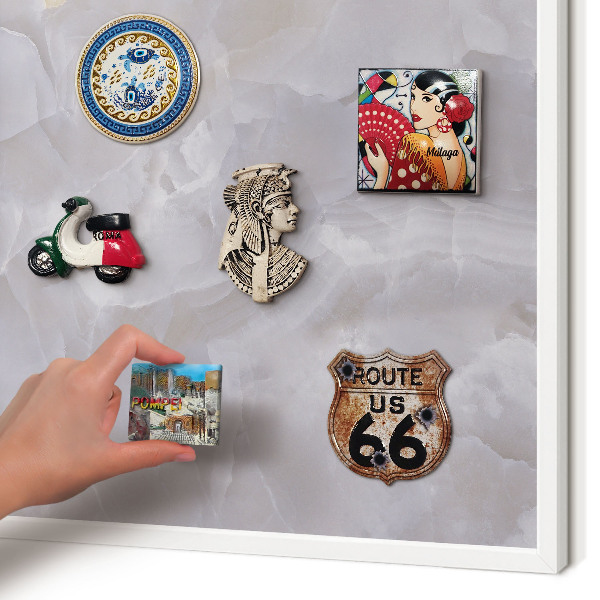 Decorative magnet board with a white frame Gray elegance