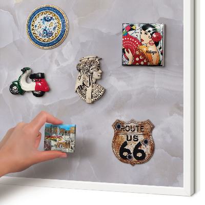 Decorative magnet board with a white frame Gray elegance