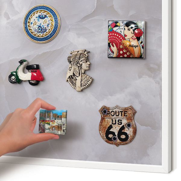 Decorative magnet board with a white frame Gray elegance