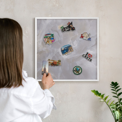 Decorative magnet board with a white frame Gray elegance