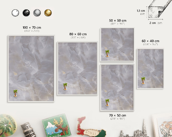 Decorative magnet board with a white frame Gray elegance