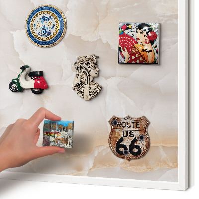 Magnetic board for travel magnets in a white frame Subtle waves