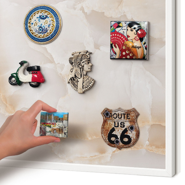 Magnetic board for travel magnets in a white frame Subtle waves