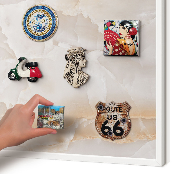 Magnetic board for travel magnets in a white frame Subtle waves