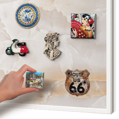 Magnetic board for travel magnets in a white frame Subtle waves