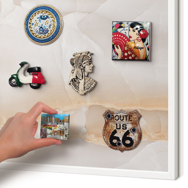 Magnetic board for travel magnets in a white frame Subtle waves