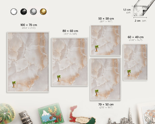 Magnetic board for travel magnets in a white frame Subtle waves