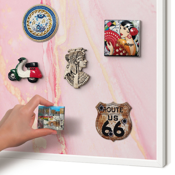 Decorative magnet board with a white frame Pink elegance