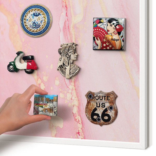 Decorative magnet board with a white frame Pink elegance