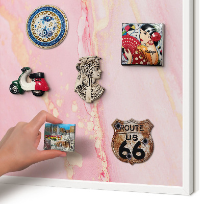 Decorative magnet board with a white frame Pink elegance