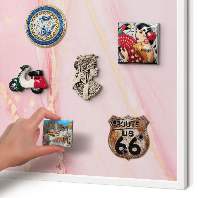 Decorative magnet board with a white frame Pink elegance