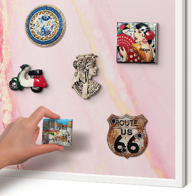 Decorative magnet board with a white frame Pink elegance