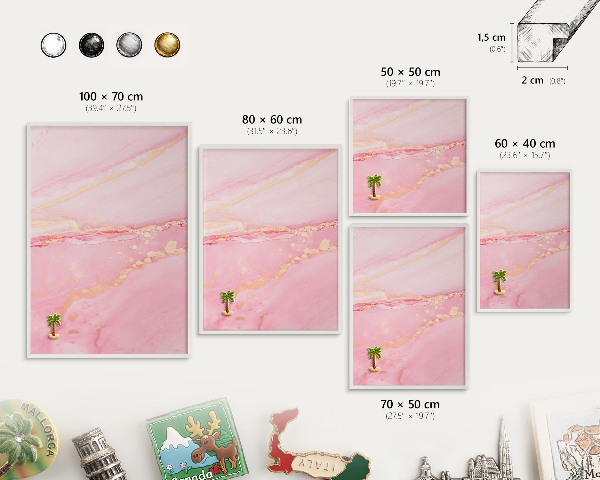 Decorative magnet board with a white frame Pink elegance