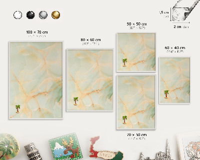Magnetic board for travel magnets in a white frame Marble elegance