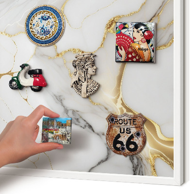 Decorative magnet board with a white frame Abstract marble
