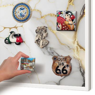 Decorative magnet board with a white frame Abstract marble