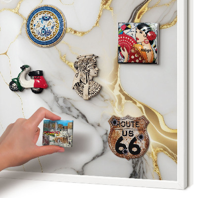 Decorative magnet board with a white frame Abstract marble