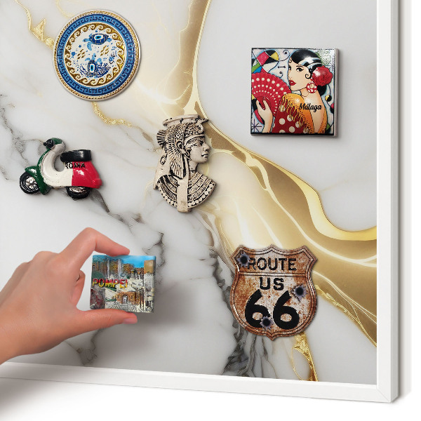 Decorative magnet board with a white frame Abstract marble