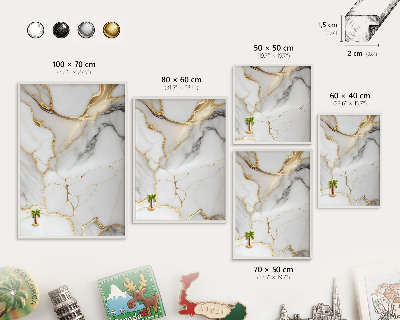 Decorative magnet board with a white frame Abstract marble