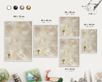 Magnetic board for travel magnets in a white frame Marble pattern