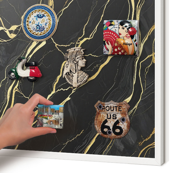 Decorative magnet board with a white frame Luxurious waves