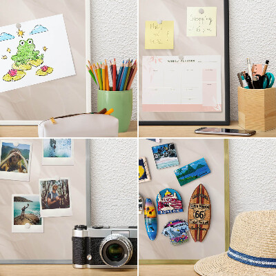 Magnetic board for travel magnets in a white frame Cream feathers