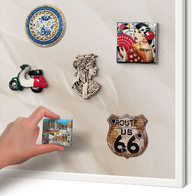Magnetic board for travel magnets in a white frame Cream feathers