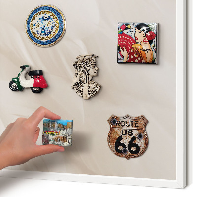 Magnetic board for travel magnets in a white frame Cream feathers