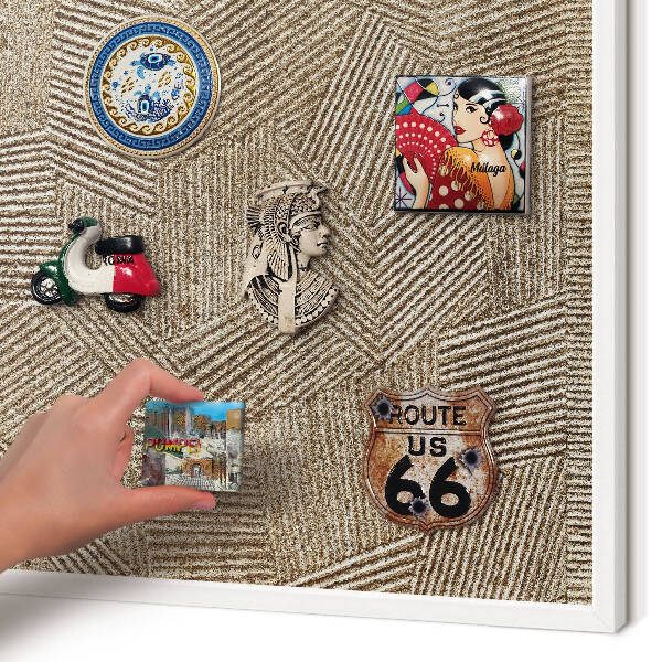 Decorative magnet board with a white frame Geometric pattern