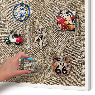 Decorative magnet board with a white frame Geometric pattern