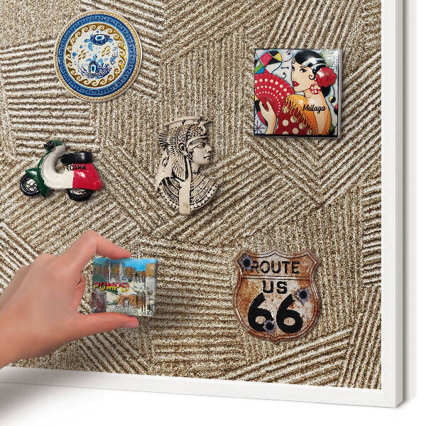 Decorative magnet board with a white frame Geometric pattern