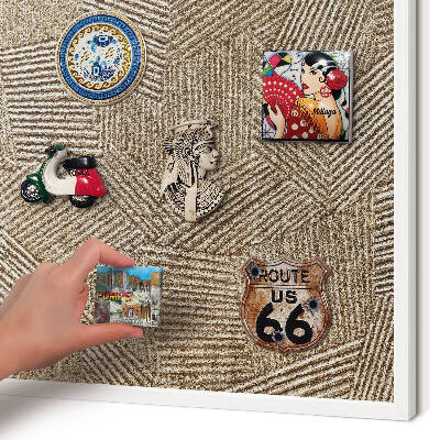 Decorative magnet board with a white frame Geometric pattern