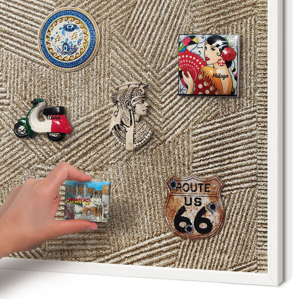 Decorative magnet board with a white frame Geometric pattern