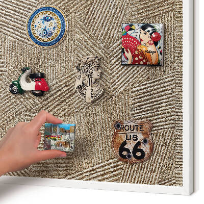 Decorative magnet board with a white frame Geometric pattern