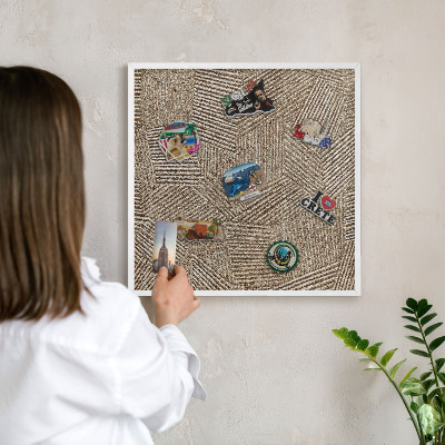Decorative magnet board with a white frame Geometric pattern