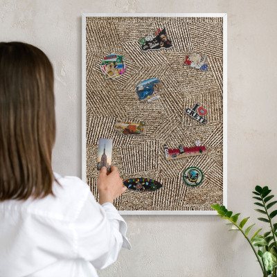 Decorative magnet board with a white frame Geometric pattern