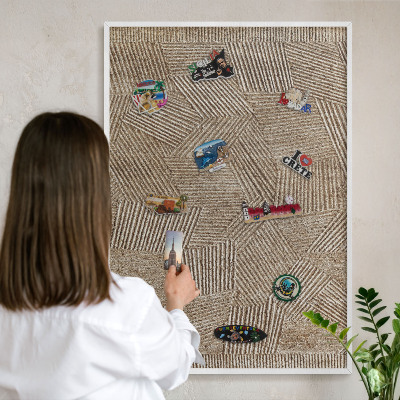 Decorative magnet board with a white frame Geometric pattern