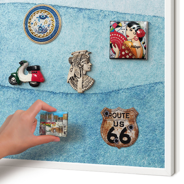 Decorative magnet board with a white frame Blue waves