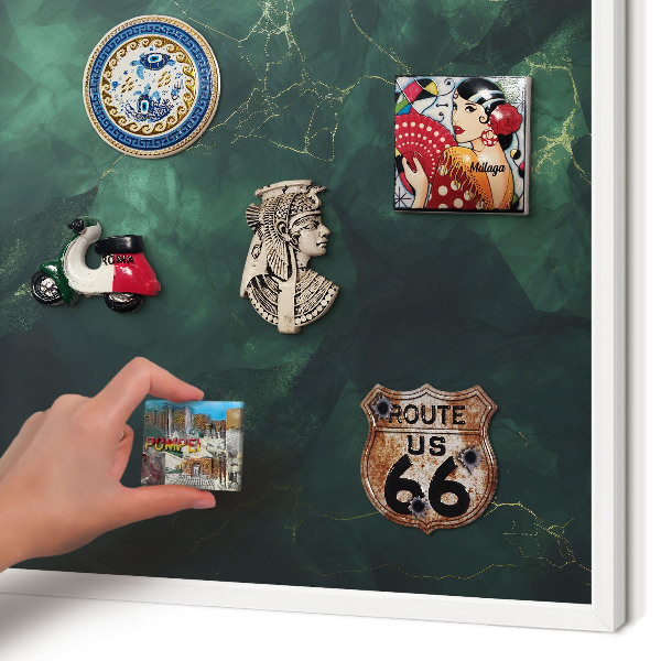 Decorative magnet board with a white frame Green depth