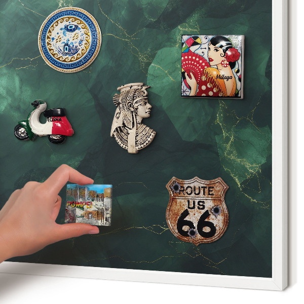 Decorative magnet board with a white frame Green depth