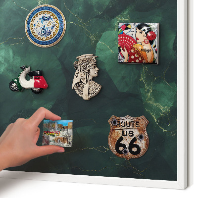 Decorative magnet board with a white frame Green depth
