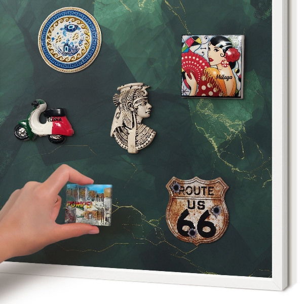 Decorative magnet board with a white frame Green depth